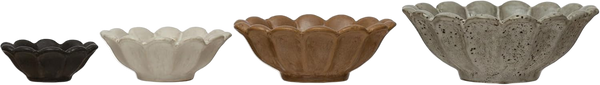 Stoneware Flower Bowls Set of 4