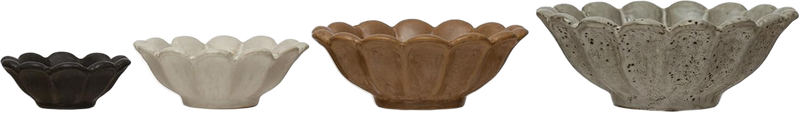 Stoneware Flower Bowls Set of 4